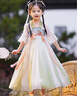 安妮優(yōu)兒中秋節(jié)女童漢服中國風超仙連衣裙2025裙子古風兒童古裝 綠色 120 曬單實拍圖