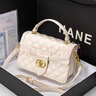 CoknamKtevm包包女包奢侈品女款2026年新款輕奢大牌小香風(fēng)女士百搭單肩斜挎包 白色圓扣【禮盒+禮袋包裝】 曬單實(shí)拍圖