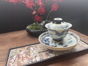 澤名家青花龍紋高足三才蓋碗龍年款中式陶瓷功夫茶具家用泡茶碗送禮 龍翔九洲合意蓋碗 曬單實(shí)拍圖