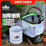 漢鼎打水桶可折疊戶外帶蓋釣魚大號魚箱多功能水桶裝魚野釣路亞活魚桶 10L方底帶蓋提手款-24*24灰色 曬單實拍圖