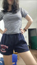 CS.LION美式復(fù)古藏青色休閑百搭運(yùn)動褲女學(xué)生薄款bm短褲高腰顯瘦褲子熱褲 藏青色 M 90-110斤 曬單實(shí)拍圖