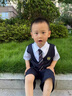 G.DUCKKIDS花童男童禮服套裝夏季短袖兒童休閑西裝主持人鋼琴演出服婚禮西服 上衣褲子領(lǐng)帶 120碼建議110-120cm6-7歲 曬單實拍圖