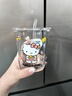 京厽hellokitty夏日玻璃杯ins風(fēng)可愛凱蒂貓少女心居家辦公冰飲咖啡杯 主圖款加厚玻璃杯+玻璃吸管 曬單實(shí)拍圖