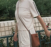 駱駝（CAMEL）休閑直筒寬松顯瘦女短袖運動服兩件套裝 Y25BY0L2016 杏仁奶 L 曬單實拍圖