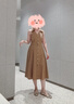 歌力思（ELLASSAY）夏季新款棉感襯衫裙A字大擺無袖連衣裙女EWB352Y03300 亞麻棕 S 曬單實拍圖