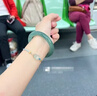 雅之范緬甸翡翠玉手鐲淺綠飄花天然糯冰種淺綠玉手鐲陽綠飄花手鐲送自己 54-55mm（精美包裝證書） 曬單實(shí)拍圖