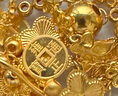 行金銀中足金999五帝幣手鏈轉(zhuǎn)運(yùn)珠金錢幣DIY編繩手串手繩 生日禮物 雍正通寶（克重多退少補(bǔ)） 約0.5g 曬單實(shí)拍圖