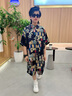 愛(ài) 西娜男孩蝙蝠袖上衣套裝2025夏季新款男大童滿(mǎn)印休閑舒適短袖兩件套潮 圖片色 150 曬單實(shí)拍圖