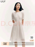 LILY秋新款女裝時(shí)尚復古波點(diǎn)氣質(zhì)純色俏皮短袖顯瘦高腰連衣裙 604米白 L 曬單實(shí)拍圖