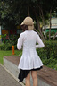 艾萊依（ERAL）防曬服2025夏季新款防曬衣UPF100+涼感原紗女修身戶外運動連衣裙 浮云白 M 160 曬單實拍圖