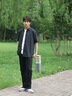 杉努（SHANNU）短袖襯衫男2025夏季冰絲黑色休閑襯衣垂感寬松春新款商務(wù)上衣服潮 黑色 【短袖】CY45 XL 【建議140-155斤】 曬單實拍圖