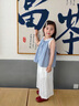 沐霓 女童格子套裝無(wú)袖上衣闊腿褲夏季薄款韓版洋氣休閑兩件套新款 藍格子上衣+提花闊腿褲 110cm 曬單實(shí)拍圖