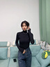 浪莎半高領(lǐng)打底衫女春秋內(nèi)搭2025新款洋氣白色堆堆領(lǐng)修身長袖顯瘦上衣 黑色 （堆堆領(lǐng)） 均碼 【適合80-135斤】 曬單實(shí)拍圖
