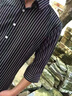 啄木鳥條紋襯衫男七分袖夏季潮流免燙商務(wù)休閑男士襯衣上衣服男裝夏裝 白色黑條 XL 曬單實(shí)拍圖