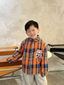 G.DUCKKIDS兒童裝男童春裝襯衫2025新款春秋款中大童男孩春季帥氣格子襯衣潮 橘色 150 cm 曬單實(shí)拍圖