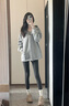 名橙棉感打底褲女春秋新款外穿高腰顯瘦彈力緊身褲灰色時尚百搭小腳褲 深灰色—春秋款【適合15-25°C】 L 【適合110-130斤】 曬單實拍圖