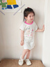 巴帝巴帝夏季嬰幼兒女童寶寶套裝短袖t恤短裙子套裝 玫粉 兔兔小熊 110 曬單實拍圖