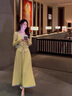 舒芳蝶（shufangdie）黃色針織半身連衣裙子長裙女2025新款早秋裝溫柔風穿搭一整套裝裙 黃色套裝 M 曬單實拍圖