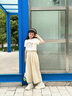 小豬彼特女童七分褲兒童夏季薄款闊腿山本褲夏天冰絲褲子大童休閑裙褲夏裝 18485卡其 150 cm 曬單實(shí)拍圖