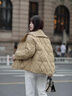 DRPR品牌女裝新品白鴨絨羽絨服女短款2025冬季新款氣質時尚純色外套 卡其色 S 曬單實拍圖