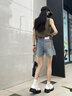 浪莎牛仔短褲女夏季新款2026年毛邊薄款三分褲外穿休閑運動(dòng)辣妹熱褲子 復古藍 【速干顯瘦升級款】 M 【推薦95-105斤】 曬單實(shí)拍圖