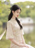 邦帛世新中式改良旗袍女2025夏季國風(fēng)優(yōu)雅氣質(zhì)長款開叉連衣裙日常修身 新中式改良旗袍【花色】 S 碼（適合85斤-110斤） 曬單實拍圖