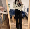 燦圖深灰色糯米褲女秋冬季加絨垂墜感軟糯休閑褲小個(gè)子寬松運動(dòng)衛褲潮 深灰色 常規 常規長(cháng)度有口袋 L 曬單實(shí)拍圖