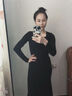沐霓御姐風灰色方領長袖連衣裙女秋冬季內(nèi)搭打底裙子小媽包臀魚尾長裙 方領長袖連衣裙【黑色】 M 【建議80-95斤】 曬單實拍圖