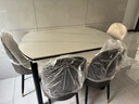 上林春天餐桌輕奢高級感實(shí)木餐桌加厚巖板餐桌四軌606#白亮光1.2m+4菠蘿椅 曬單實(shí)拍圖