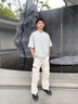 KAMA卡瑪撞色拉鏈松緊腰工裝褲2025新款夏季男款寬松運(yùn)動(dòng)休閑褲 卡其 M 曬單實(shí)拍圖