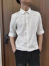 暢登冰絲七分袖襯衫男士修身潮流中袖夏天高端痞帥短袖白色襯衣服外套 白色 【A664】 2XL 曬單實(shí)拍圖