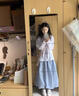 自由系花苞半身裙女2025夏季新款松緊高腰垂感顯瘦燈籠裙慵懶A字中長裙 曬單實拍圖