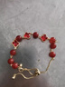 天丂四葉草手鏈手串紅瑪瑙小眾設計可調節手串送女生情侶禮物 紅色 曬單實(shí)拍圖