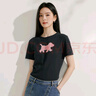 茵曼（INMAN）格子小狗貼布繡短袖T恤女2025夏季百搭顯瘦休閑舒適正肩上衣 寶藍色 M 曬單實拍圖