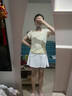 愛夢(mèng)鳥（Aimengniao）短袖短裙運(yùn)動(dòng)套裝女夏2024新款羽毛球跑步晨跑服速干短裙冰絲t恤 套裝黃色+白色 M 曬單實(shí)拍圖