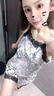 莫代爾睡衣性感方便房事女攻速裙冰絲帶胸墊睡衣女夏季少女純欲吊帶短褲 吊帶短褲-帶胸墊 L 建議【100-115斤】 曬單實(shí)拍圖