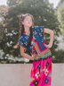 年衣童裝女童套裝民族服飾新款2025夏季兒童漢服兩件套青羅朵朵套裝 暗藍 150 曬單實(shí)拍圖