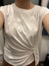 紅袖設(shè)計感短袖T恤2025夏季新款女裝純色立體扭結(jié)連肩袖圓領(lǐng)韓系上衣 本白001 M 曬單實拍圖