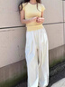 FitonTon奶芙山本褲女2025新款高腰垂感顯瘦休閑褲寬松慵懶肌理感闊腿褲 曬單實拍圖
