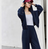 梵希蔓時(shí)尚休閑運(yùn)動(dòng)套裝女2025春季新款連帽外套高腰闊腿褲兩件套 A0217 藏青色 M 曬單實(shí)拍圖