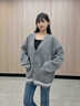 Calvin KleinJeans25秋新款女士休閑復古學(xué)院風(fēng)ck提花紐扣V領(lǐng)針織開(kāi)衫4RD389G P7E-英雄灰  S 曬單實(shí)拍圖