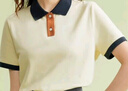 佐丹奴短袖Polo衫女減齡撞色彈力珠地布翻領(lǐng)短袖上衣05314394 曬單實(shí)拍圖