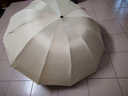 反向雨傘男女晴雨兩用學(xué)生黑膠三折防曬防紫外線半全自動(dòng)遮陽(yáng)傘 米色加厚款-反向傘直徑約130cm 曬單實(shí)拍圖