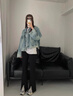 愛麥依休閑褲女黑色微喇叭褲女夏季時(shí)尚開叉修身顯瘦休閑小個(gè)子 黑色長(zhǎng)褲  微喇叭開叉 M 建議95-105斤 曬單實(shí)拍圖