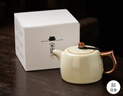 麟鵬加佳汝窯米黃漢瓦茶壺家用高檔開(kāi)片可養陶瓷功夫茶具配件泡茶單壺定制 井欄米黃汝窯壺（簡(jiǎn)裝） 曬單實(shí)拍圖