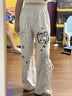 G.DUCKKIDS女童褲子秋季2025新款洋氣中大兒童闊腿褲個(gè)性直筒褲抽繩口袋長(cháng)褲 淺灰色 凱蒂貓闊腿褲 170 cm 建議身高160-165cm 曬單實(shí)拍圖