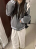 POUM美式寬松棒球服男女同款2025春秋季設(shè)計感學(xué)院風(fēng)百搭情侶夾克外套 TM-W703灰色 毛呢 XL 曬單實(shí)拍圖