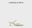 CHARLES&KEITH亮鉆一字帶尖頭高跟穆勒拖鞋七夕禮物送女友CK1-60920353 Cream奶白色 35 曬單實拍圖