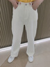美麗衣櫥（BEAUTIFUL WARDROBE）米白色純棉牛仔褲女秋季高腰遮肉顯瘦直筒闊腿褲女寬松休閑長(zhǎng)褲女 曬單實(shí)拍圖