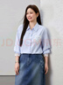 纖莉秀【松弛感百搭通勤條紋燙鉆襯衫】大碼女裝胖mm2025秋裝新款0307 淺藍色 3XL 曬單實(shí)拍圖